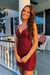 Burgundy Sparkly Beaded Spaghetti Straps Tight Short Homecoming Dress