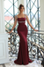 Burgundy Crystal Studded Strappy Mermaid Prom Gown