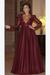 Burgundy Elegant Long Sleeve Formal Dress with Beads A Line Sparkle V Neck Evening Dresses - Prom Dresses