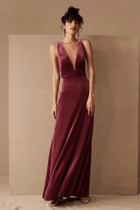 Velour Dress - Wine Burgundy