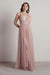 Burgundy Evening Dress A-Line V-Neck Pleated Chiffon Tulle Maxi Formal Dinner Dresses - Prom Dress