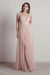 Burgundy Evening Dress A-Line V-Neck Pleated Chiffon Tulle Maxi Formal Dinner Dresses - Prom Dress