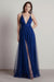 Burgundy Evening Dress A-Line V-Neck Pleated Chiffon Tulle Maxi Formal Dinner Dresses - Prom Dress