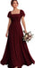 Bridelily Women's Flutter Sleeves Bridesmaid Dresses Square Neck Chiffon Maxi Dres - Burgundy