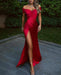 Burgundy Front Split Mermaid Off-The-Shoulder Evening Dress with Sweetheart Neckline