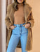 Faux Fur Coats Coffee Brown Long Sleeves Oversized Zipper Women Wrap Coat