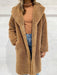 Faux Fur Coats Coffee Brown Long Sleeves Oversized Zipper Women Wrap Coat