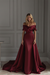 Burgundy Off-The-Shoulder Mermaid Prom Dress with Ruffles