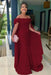Burgundy Off-The-Shoulder Mermaid Chiffon Wedding Guest Dresses Long with Appliques - Prom Dresses
