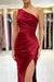 Burgundy One-Shoulder Long Mermaid Prom Dress