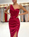 Burgundy One Shoulder Short Prom Dress