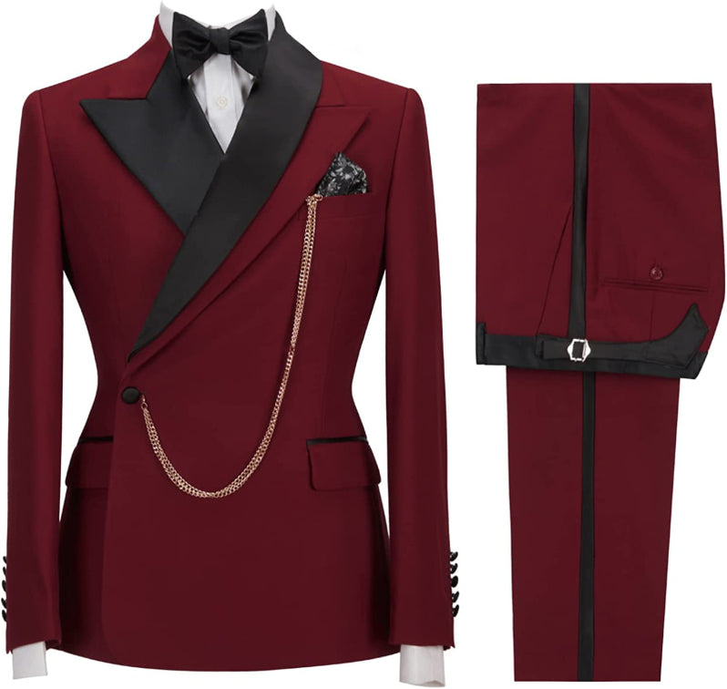Burgundy Peaked Lapel New Arrival Prom Outfits main image 0