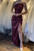 Burgundy Sleeveless Prom Dress with Sequins and High Slit