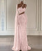 Burgundy Sequined Mermaid Prom Dress with Split and Long Ruffles