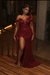 Burgundy Sequins Prom Dress Asymmetric Mermaid Evening Gown with Tassels