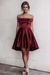Burgundy Sexy Off the Shoulder Prom Simple Short Homecoming Dress - Prom Dresses