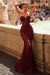 Burgundy Sexy Sleeveless Deep V-Neck Mermaid Beaded Appliques Lace Prom Dress
