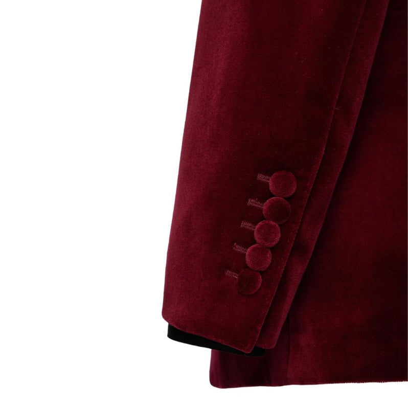 Red Velvet Business Suit w/ Black Shawl Lapel for Prom Reception main image 0