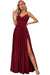 Spaghetti Strap V-Neck Chiffon Bridesmaid Dress with Slit