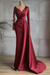 Burgundy Stunning One Shoulder Mermaid Evening Gown with Side Cape - Prom Dresses