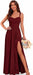 Women's Chiffon Bridesmaid Dresses Long Evening Formal Gown with Slit - Burgundy