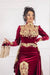 Burgundy Velvet Mermaid Evening Dress Front Split Long Prom Dress with Detachable Train