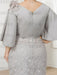Close-up of the buttoned back and lace waist seam in silver grey