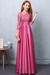 Candy Pink Evening Dress Satin Prom Dress Lace Applique Wedding Guest Dresses Sash A Line Maxi Mother's Dress wedding guest dress