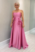 Candy Pink Satin Mother of the Bride Dress Strapless with Flowers - Prom Dresses