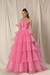 Candy Pink Strapless Mermaid Evening Gown with Layers and Sleeveless Design