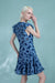 Cap Sleeves Blue Sunflowers Lace Dress Casual Wear Formal Dress - Dresses