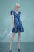 Cap Sleeves Blue Sunflowers Lace Dress Casual Wear Formal Dress - Dresses