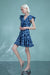 Cap Sleeves Blue Sunflowers Lace Dress Casual Wear Formal Dress - Dresses