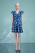 Cap Sleeves Blue Sunflowers Lace Dress Casual Wear Formal Dress - Blue / S - Dresses