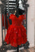 Sparkly Red Corset Tiered Lace A-Line Short Homecoming Prom Dress