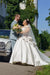 Cap Sleeves Ruffle Satin Wedding Dress Plus Size Princess Ball Gown