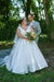 Cap Sleeves Ruffle Satin Wedding Dress Plus Size Princess Ball Gown
