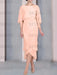 Blush Pink chiffon mother of the bride tea length dress with cape overlay