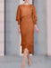 Burnt Orange chiffon mother of the bride tea length dress with cape overlay