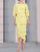 Canary chiffon mother of the bride tea length dress with cape overlay