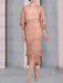 Dusty Rose chiffon mother of the bride tea length dress with cape overlay