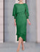 Emerald chiffon mother of the bride tea length dress with cape overlay