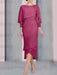 Fuchsia chiffon mother of the bride tea length dress with cape overlay