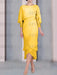 Gold chiffon mother of the bride tea length dress with cape overlay