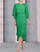 Green chiffon mother of the bride tea length dress with cape overlay