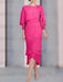 Hot Pink chiffon mother of the bride tea length dress with cape overlay