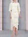 Ivory chiffon mother of the bride tea length dress with cape overlay