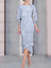 Lavender chiffon mother of the bride tea length dress with cape overlay