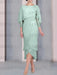 Mist Blue chiffon mother of the bride tea length dress with cape overlay