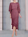 Mulberry chiffon mother of the bride tea length dress with cape overlay